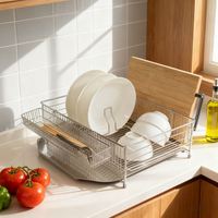 Égouttoir à vaisselle moderne en acier inoxydable à un seul niveau pour évier de cuisine ou comptoir