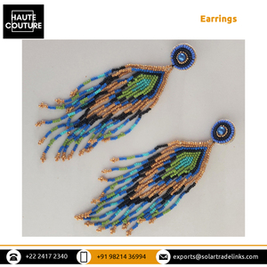 Top qualité vêtements pour femmes 14 cm de long losange queue de paon glands boucles d'oreilles en forme de V au prix du marché raisonnable - Product Image 4