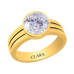 Anillo de compromiso de latón de moda con circonita Panchdhatu de 3 quilates o 3.25 ratti certificado, con incrustaciones de engaste de bisel y diseño de racimo deslumbrante - Product Image 1