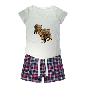 Cheetah Brothers T-shirt décontracté pour filles et short en flanelle douce pour la saison d'automne - Product Image 4