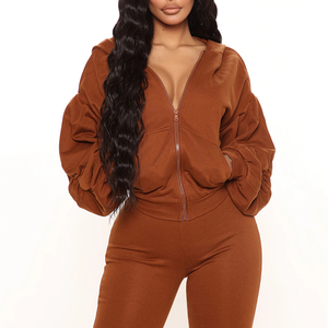 Conjunto de 2 Piezas de Invierno para Mujer, Acanalado, con Manga Larga, Sudadera de Algodón 100% con Paneles, Conjunto Deportivo para Mujer, por HI 2026 - Product Image 4