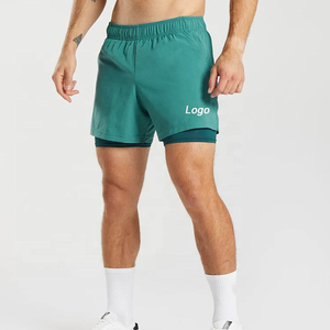 High Quality New Design Outdoors Back Zipper Eyelet Pockets Double <b>Layer</b> Sports Gym Running Shorts for Men - Product Image 5