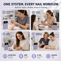 Máquina Eléctrica Inalámbrica para Uñas 40000 RPM, Taladro Digital sin Escobillas de 40 Velocidades para Extensión de Gel, Recarga y Remoción de Esmalte