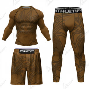 Conjunto Deportivo Transpirable de Compresión Sublimada Completa, Camiseta de Protección contra Erupciones y Pantalones Cortos y Mallas para MMA, Gimnasio, Fitness, Correr, Secado Rápido - Product Image 4