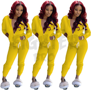 Ensemble 2 pièces pour femmes-Veste zippée à capuche et pantalon évasé-Jogging-Pantalon repliable-Ensemble de survêtement pour femmes - Product Image 1