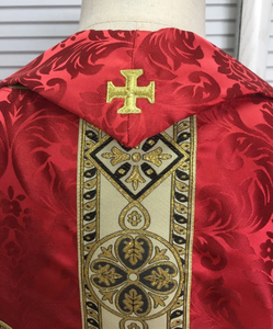 Chasuble de prêtre rouge sur mesure 2025 avec broderie en or et étole nouveau design pour père - Product Image 5