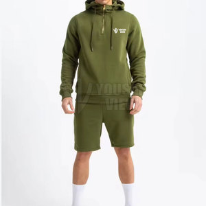 Latest Designed Men's Hoodies Short <b>Set</b> Fashionable Summer Casual Solid Pattern Plus Size Printed in Pakistan - Product Image 1