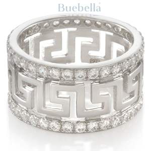 Hot Selling 925 Sterling Silver 14k White Gold Coating vvs Moissanite Greek <b>Key</b> <b>Ring</b> Hip Hop <b>Ring</b> For <b>Men</b> - Product Image 3