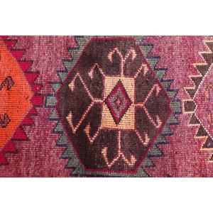Petit tapis turc de 2,3 x 13,6 pieds, tapis géométrique vintage violet orange - Product Image 5