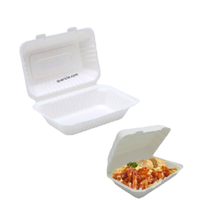 Modern Disposable Natural Clamshell Burger <b>Box</b> 9*6 9*9 All-Type Events Packaging 0% Plastic <b>Bamboo</b> Paper Food Trucks Travel - Product Image 4