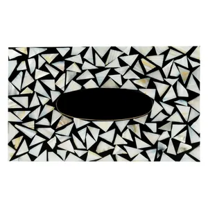 Hand Crafted <b>Mother</b> of Pearl Inlay Tissue Paper Box for Table Decoration Real Mop Tissue Paper Box With Premium Look Seashell - Product Image 2