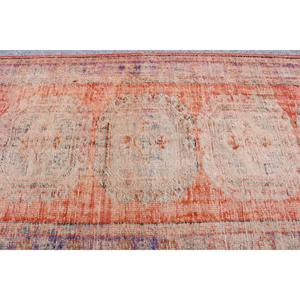 Tapis turc vintage, grand tapis de 4,5 x 10,7 pieds, tapis uni rouge et bleu - Product Image 5