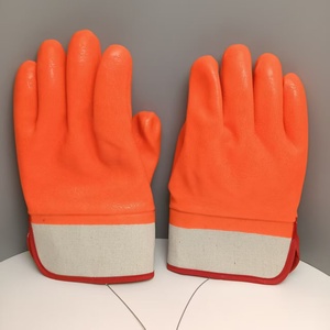 Gants industriels en PVC enduit anti-statique, résistants aux produits chimiques, imperméables, résistants à l'huile, avec manchette de sécurité, ignifuges, sans latex, couleur orange - Product Image 3