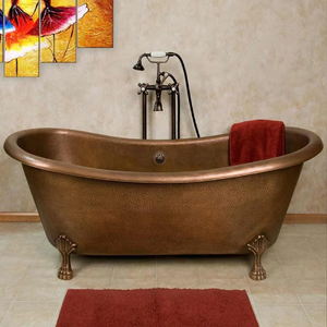 Chausson de bain simple autoportant en cuivre fait à la main Baignoire au prix de gros pour villa de luxe Baignoire en cuivre à jupe patinée Nickle - Product Image 5