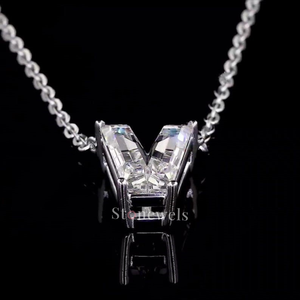 Colgantes y dijes de joyería fina de plata con cara en HPHT Lab Grown Diamond DEF VVS VS V Letter para Unisex IGI Certificate Gold/Silver - Product Image 1