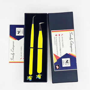 Pinzas para pestañas de acero inoxidable con diseño de pez de etiqueta privada, pinzas de extensión de 45 90 grados, aplicador de pestañas de fibra sostenible - Product Image 1