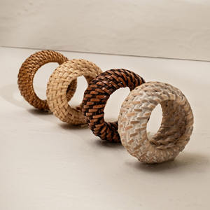 Anneaux de serviette de luxe pour la mise en scène de table, fournitures de restaurant, anneau en rotin circulaire pour maintenir les serviettes - Product Image 6