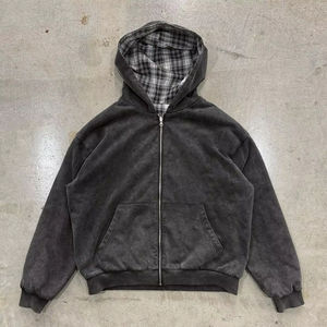 Sudadera con Capucha Personalizada de Doble Capa 100% Algodón French Terry con Cierre, Estilo Vintage Lavado a la Piedra, Ecológica para Hombre - Product Image 5