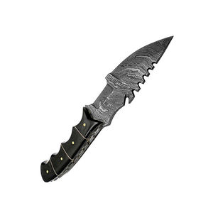 Venta caliente Rastreador hecho a mano Damasco Cuchillo de caza Hoja fija Cuchillos para acampar al aire libre con mango de madera - Product Image 4