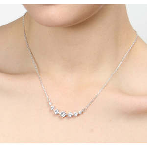 Pendentif CLARA en argent sterling 925 plaqué rhodium avec 7 pierres, chaîne géométrique, diamant en or blanc, zircon, cadeau pour femmes et filles - Product Image 6