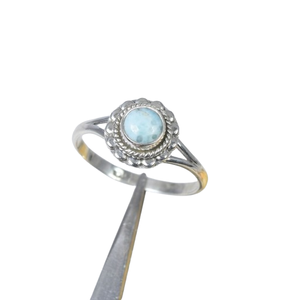 Bague de promesse en larimar bleu, style bohème, argent sterling 925 massif plaqué rhodium, vente flash - Product Image 1