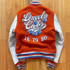 OEM Custom Bomber <b>Jacket</b> High Quality <b>Vintage</b> Winter and Fall Men's Leather Sleeve <b>Jackets</b> Baseball <b>Varsity</b> Letterman <b>Jacket</b> Men - Product Image 3