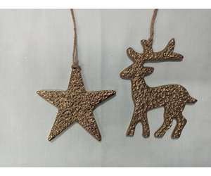 Juego de 2 Adornos Navideños de Metal Vintage para Colgar, Decoración Navideña a Precio Económico - Product Image 4