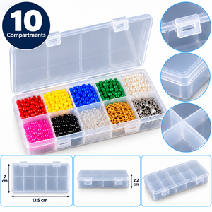 Square Classic 10 Compartment Clear Plastic <b>Storage</b> <b>Box</b> <b>with</b> <b>Lids</b> Organizer for Jewelry Beads Crafts Screws <b>Small</b> Parts - Product Image 5