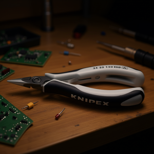 Pince de précision électronique Knipex avec tête polie ESD, poignées polies, poignées multi-composants, mâchoires demi-rondes - Product Image 3