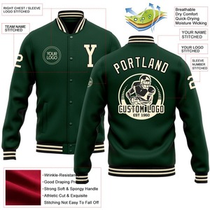 Personalizado verde personalizado-negro bombardero Full-Snap Varsity Letterman chaqueta cortavientos Streetwear vintage hombres Varsity chaqueta - Product Image 2
