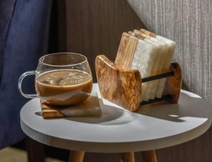 Ensemble de sous-verres en résine et en bois de luxe faits à la main de la meilleure qualité de 5 pièces avec support avec forme carrée de couleur personnalisée pour la décoration de table - Product Image 6