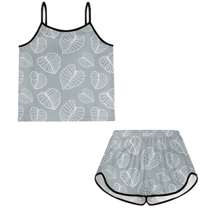 Conjunto de pijama de satén de dos piezas personalizado OEM para mujer, ropa de dormir transpirable de encaje de algodón 100%, pantalones cortos de invierno con logotipo personalizado - Product Image 4