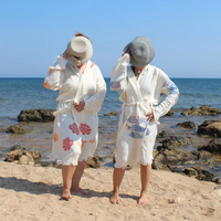 Peignoir en tissu à motifs de mousseline turque adapté à la plage maison hôtel sauna utilisation imprimé doux séchage rapide à capuche lavable
