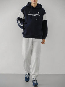Ensemble de survêtement en molleton de coton imprimé avec logo personnalisé, sweat-shirt à capuche à manches longues pour homme, survêtement décontracté écologique - Product Image 5
