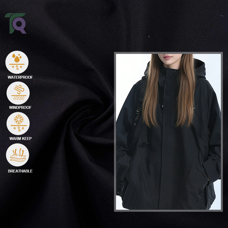 100% Polyester T8 Twill High Permeability 3-in-1 Chiffon Fabric Waterproof Windproof Bonded Outdoor Fabric