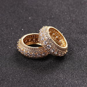 Bague éternité en or ton or sertie de moissanite hip hop, bague de déclaration de luxe pour homme et femme, cadeau de fête et de mariage - Product Image 2