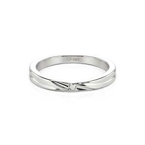 Anillo de boda Jeulia para hombre de oro amarillo de 10 quilates con diseño de ondas y acento de piedra de corte único - Product Image 1