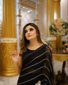 Indian Trending <b>Beautiful</b> Designer Saree Faux Georgette Sequnce Work Saree for Women Party and Wedding Wear Wholesale Price - Product Image 3