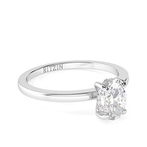 Anillo de compromiso de Halo oculto de diamante de corte ovalado para mujer - Product Image 4