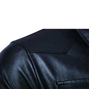 Veste en cuir de mouton Offre Spéciale véritable pour hommes d'hiver grande taille coupe ajustée fermeture à glissière veste en cuir personnalisée - Product Image 5