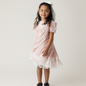 Vente en gros de robes roses pour enfants et filles de 3 à 4 ans, robes avec dentelle française pour enfants - Product Image 2