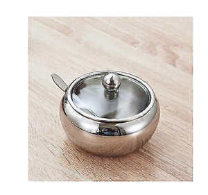 Bol de stockage d'herbes et d'épices en acier inoxydable avec cuillère et bol rond artisanal hexagonal martelé Lif - Product Image 4