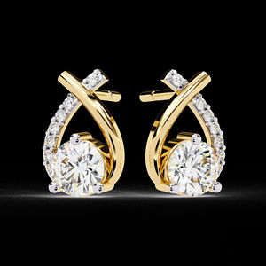 Bijoux fins minimalistes mode Moissanite diamant 14k or massif tourbillon style boucles d'oreilles pour anniversaire - Product Image 2