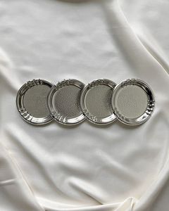 Ensemble de sous-verres en or branche d'olivier sous-verres en métal de luxe avec support sous-verres de Table finition martelée élégante maison Bar salle à manger - Product Image 5