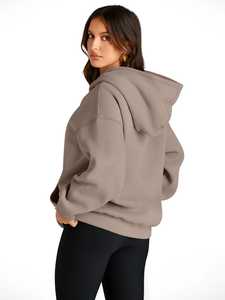 Nouvelle technologie de mode 2026 : Sweat à capuche oversize respirant 100 % polyester pour femme, pull uni sans épaulettes - Product Image 2
