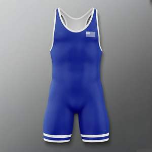 OEM Personnalisé TESPOO SPORTS 100% Polyester Séchage Rapide Lutte Singlets Plus Taille Contraste Bleu Impression Numérique Logo Personnalisé - Product Image 1