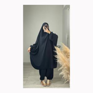 2024 Popular Jilbabs 2 Pieces Abaya Muslim Dress High Quality Colorful Jilbab Hooded Abaya Women Muslim Dress - Product Image 2
