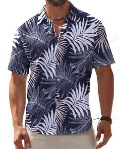 Camisa de playa de manga corta de algodón 100% informal para hombre, estampado 3D de plantas tropicales, estilo de moda transpirable - Product Image 5