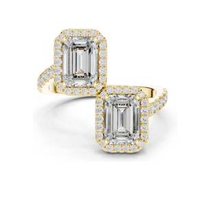 Bague halo en diamant de laboratoire taille émeraude 2,4 carats pour femme, clarté VVS-VS EF, or 18 carats, 14 carats, 10 carats et argent 925, rose, jaune - Product Image 3