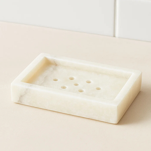 Fabricant OEM Porte-savon en albâtre naturel avec logo personnalisé Décor de salle de bain sophistiqué pour les détaillants et distributeurs de luxe - Product Image 1
